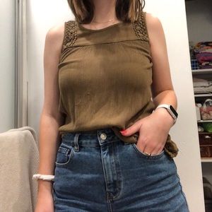 Army Green Tank w/ lace detailing